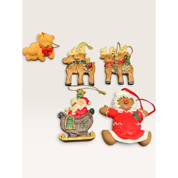 House of Lloyd Other - Assorted Vtg House of Lloyd 90's‎ Christmas Resin Ornament Set 5 Reindeer Sleigh